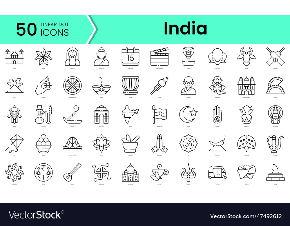 Set of india icons line art style icons bundle Vector Image