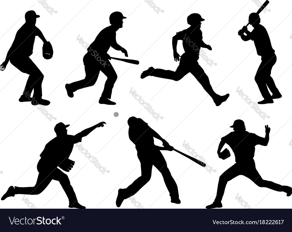 Baseball silhouettes collection 5