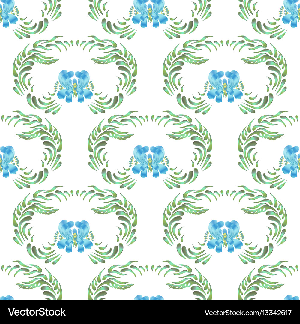 Blue seamless flower pattern Royalty Free Vector Image