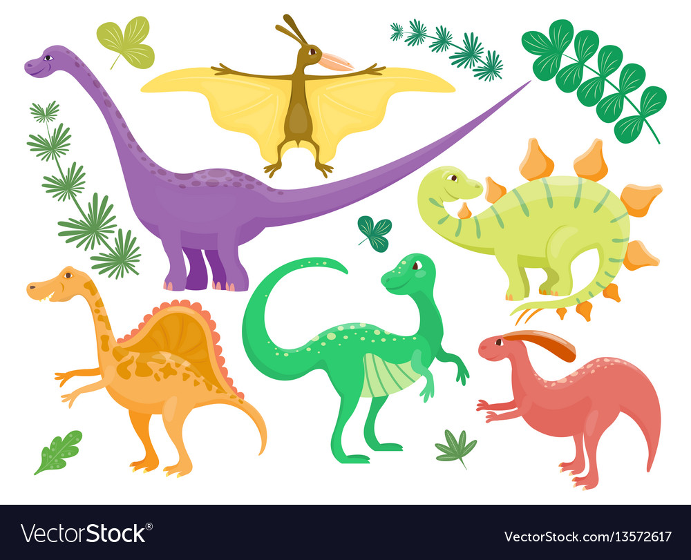 Cartoon dinosaurs isolated Royalty Free Vector Image