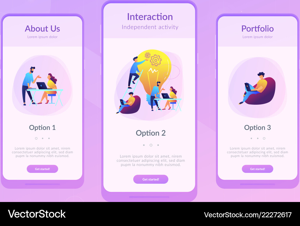 Coworking app interface template Royalty Free Vector Image