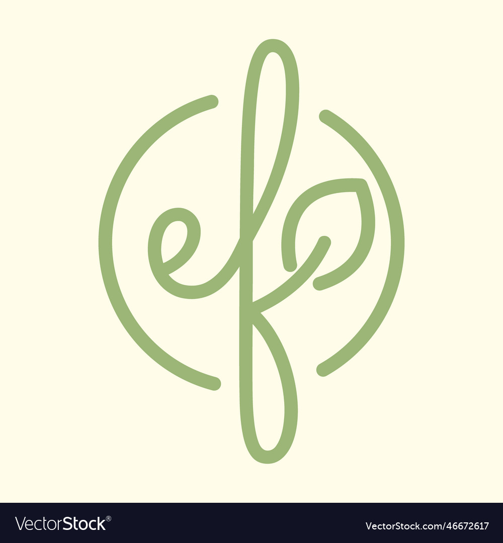 Letter ef line art leaf plant feminine botanical