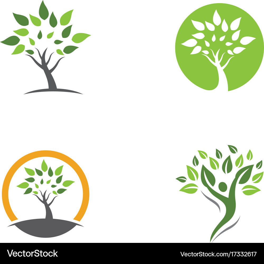 Logos of green tree leaf ecology nature element Vector Image