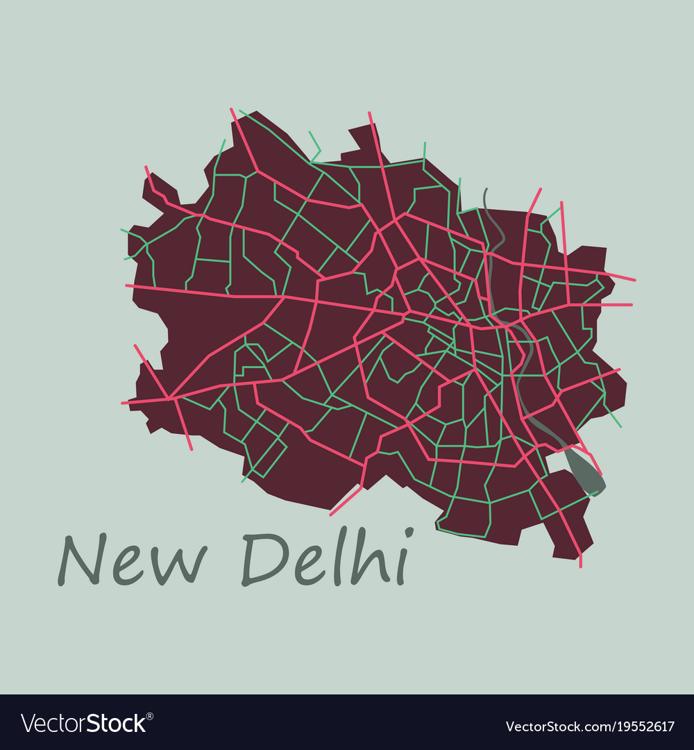 New delhi map flat style design Royalty Free Vector Image