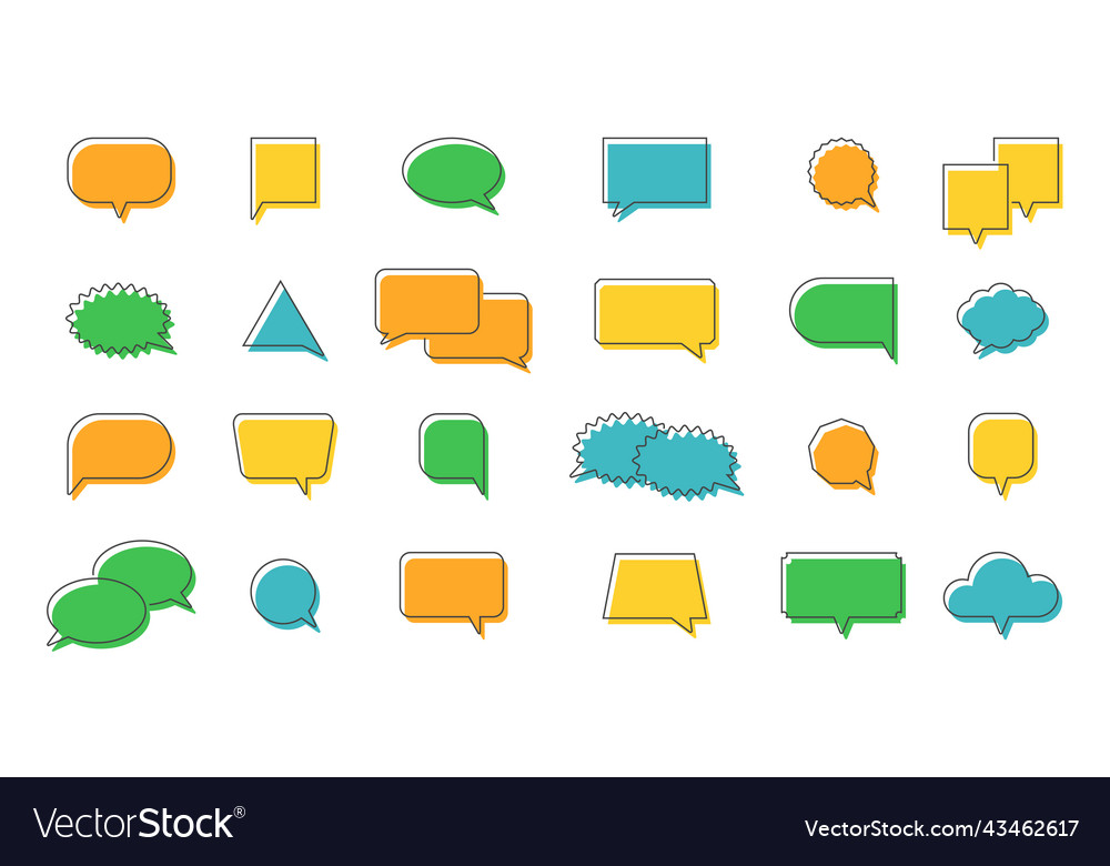 Speech balloon icons set speak line color text