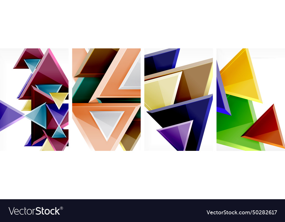 Triangle composition poster background set Vector Image