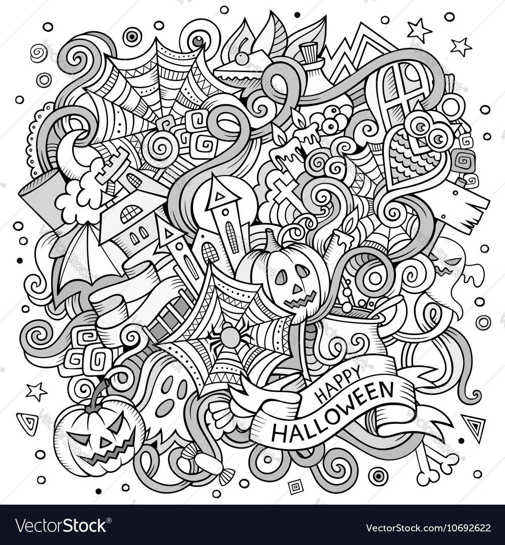 Cartoon cute doodles hand drawn halloween Vector Image