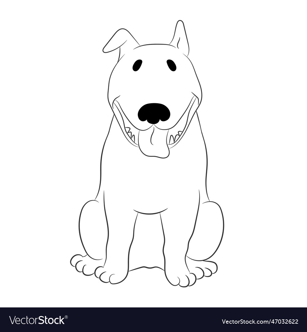 Cut Cartoon Hund Bull Terrier sitzt isoliert