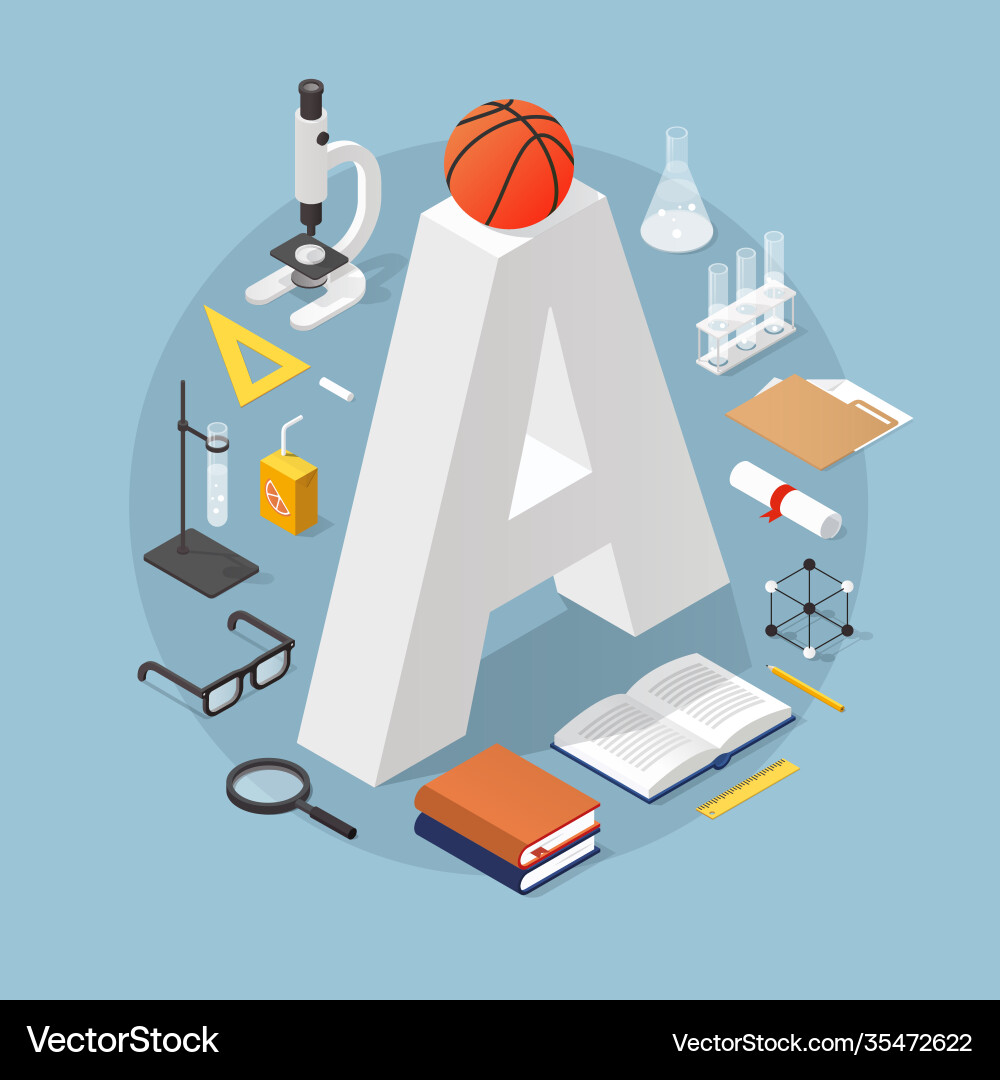 Isometric school concept Royalty Free Vector Image