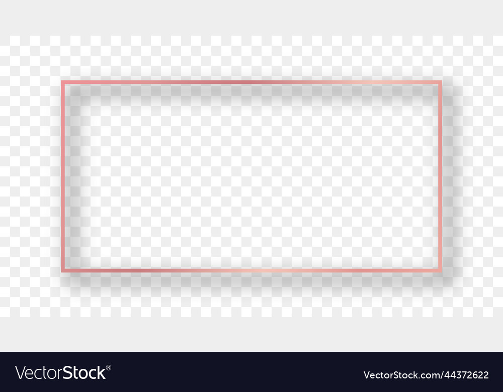 Rose gold glowing rectangular shape frame Vector Image