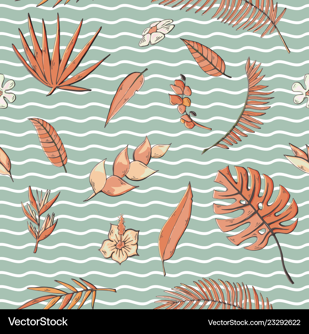 Seamless pattern with tropical elements Royalty Free Vector