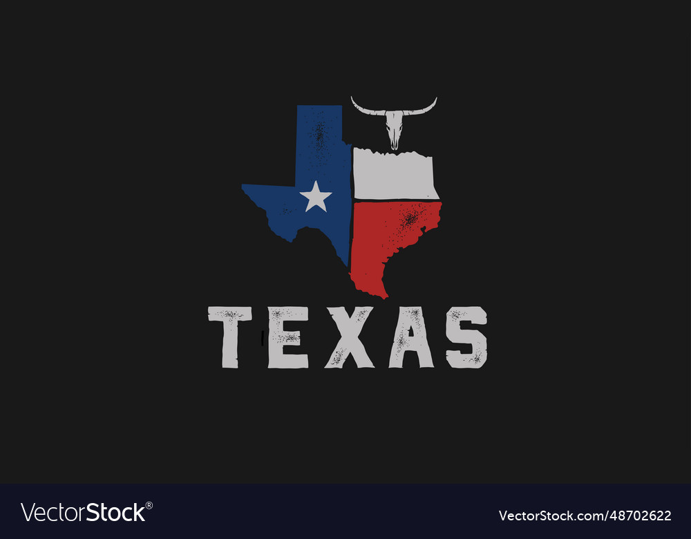 Texas flag map and longhorn with vintage stamp Vector Image