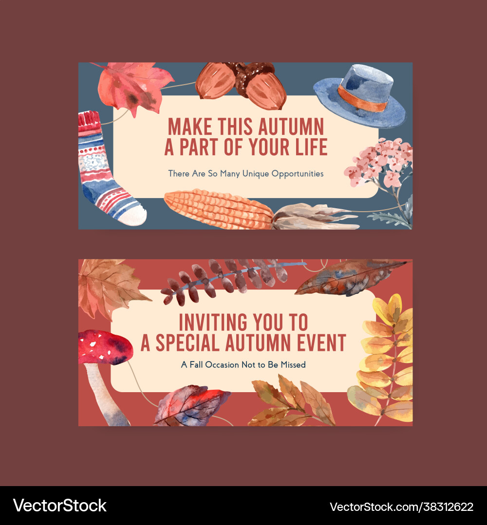 Twitter template with autumn daily concept design Vector Image