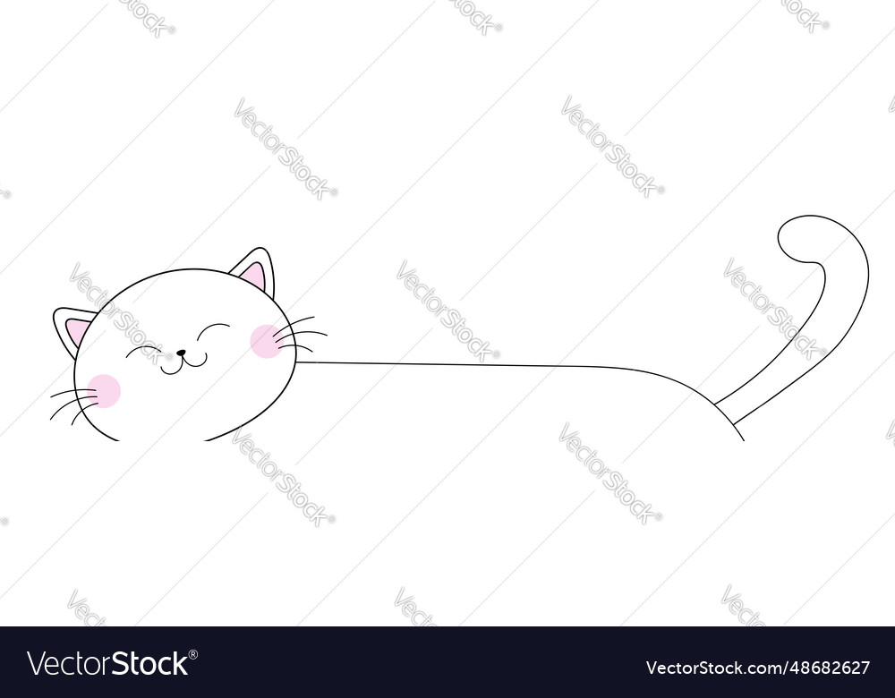 Cat hiding silhouette funny face head pink cheeks Vector Image