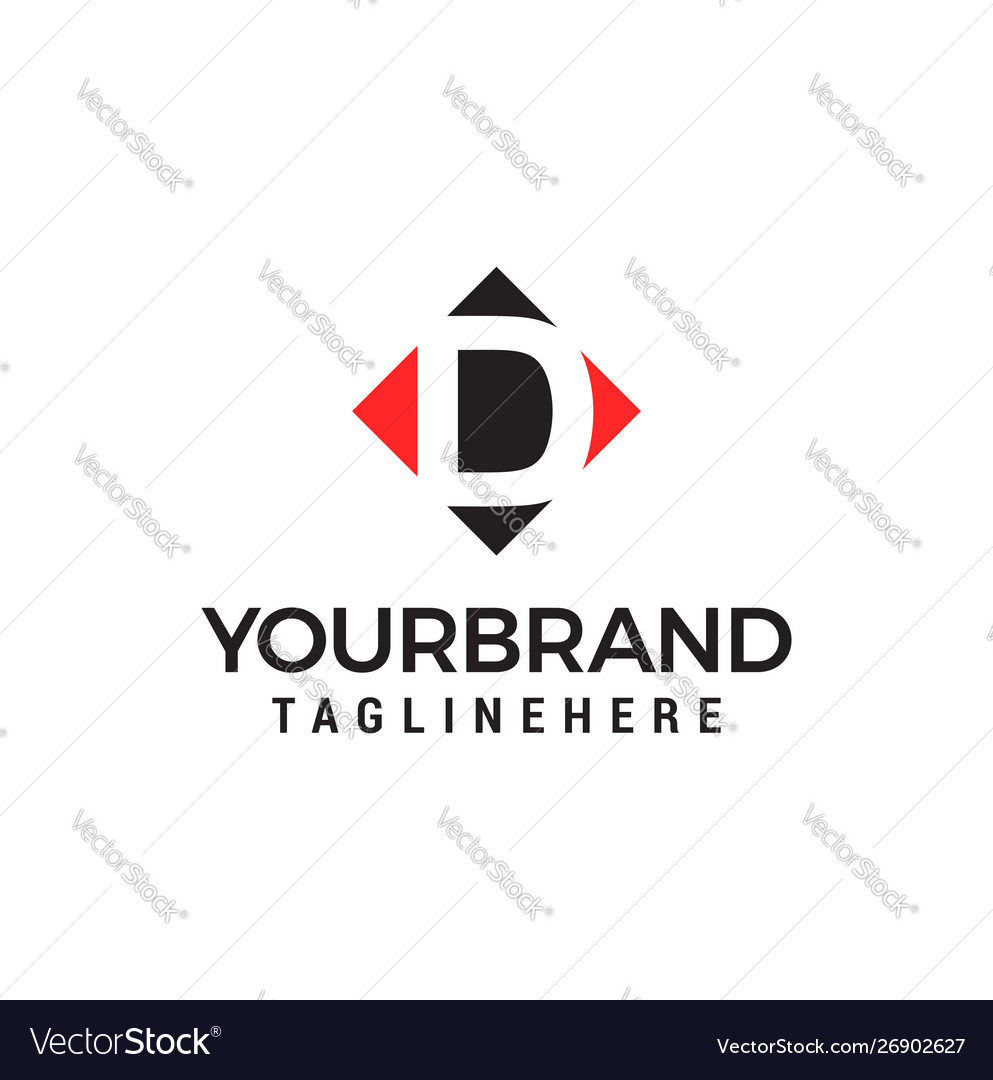 Letter D Negative Space Square Logo Design Vector Image