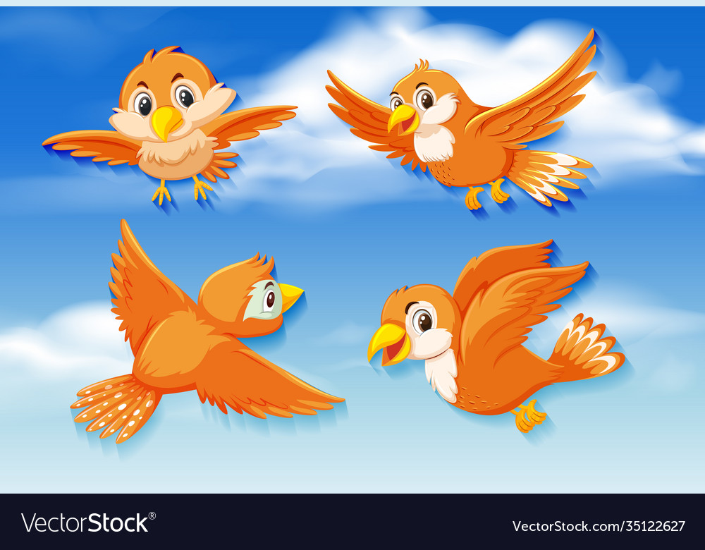 Orange Birds In Sky Royalty Free Vector Image - Vectorstock