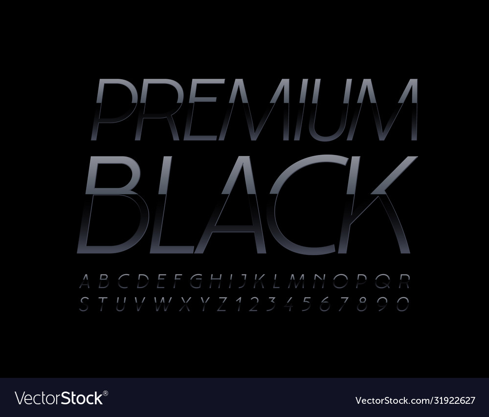 Premium black alphabet letters and numbers Vector Image