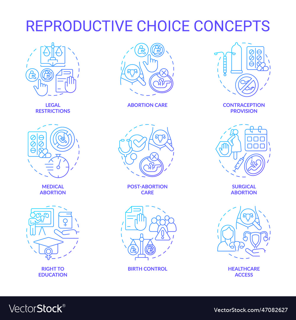 Reproductive Choice Blue Gradient Concept Icons Vector Image