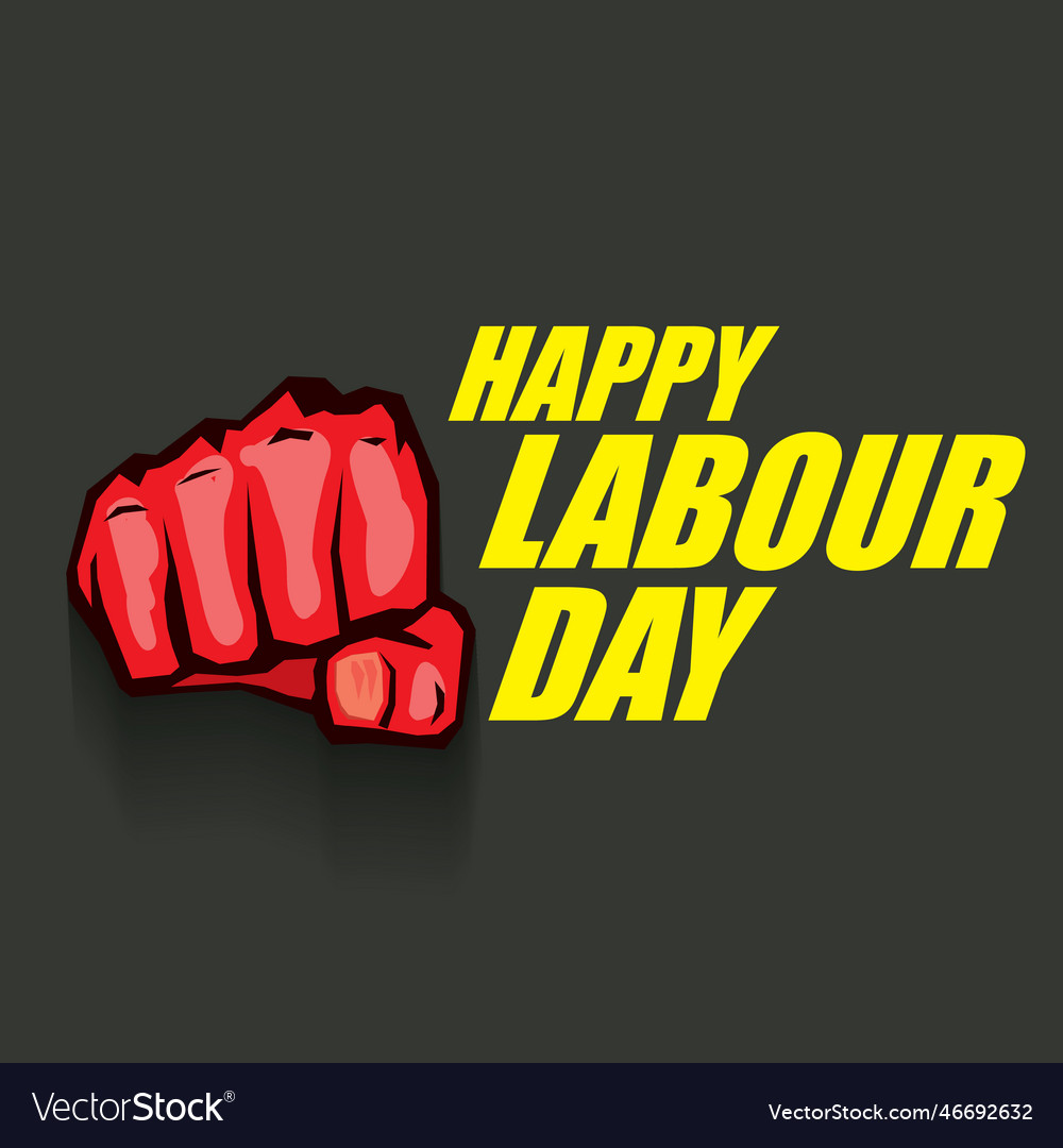 1 may happy labour day label with strong Vector Image