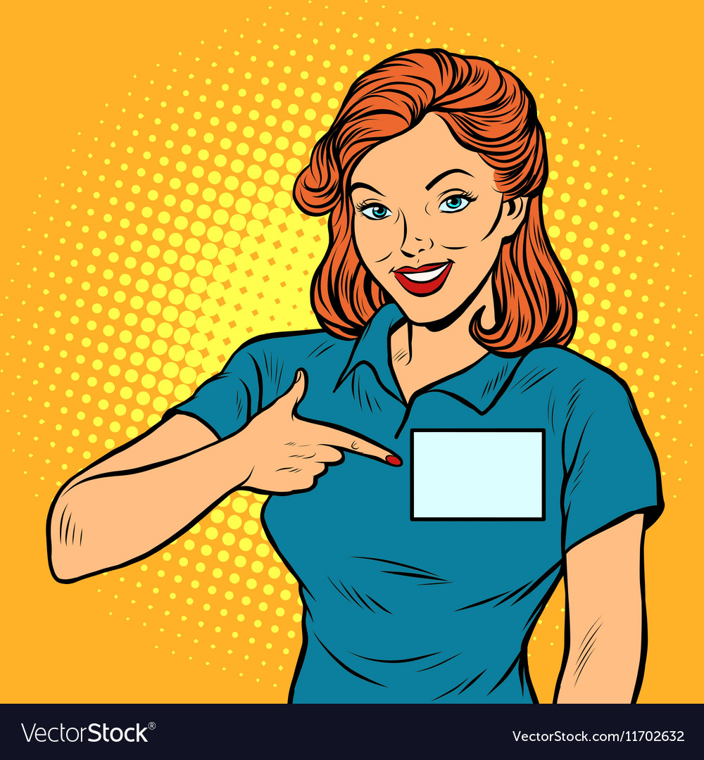 Beautiful woman manager with a name badge Vector Image