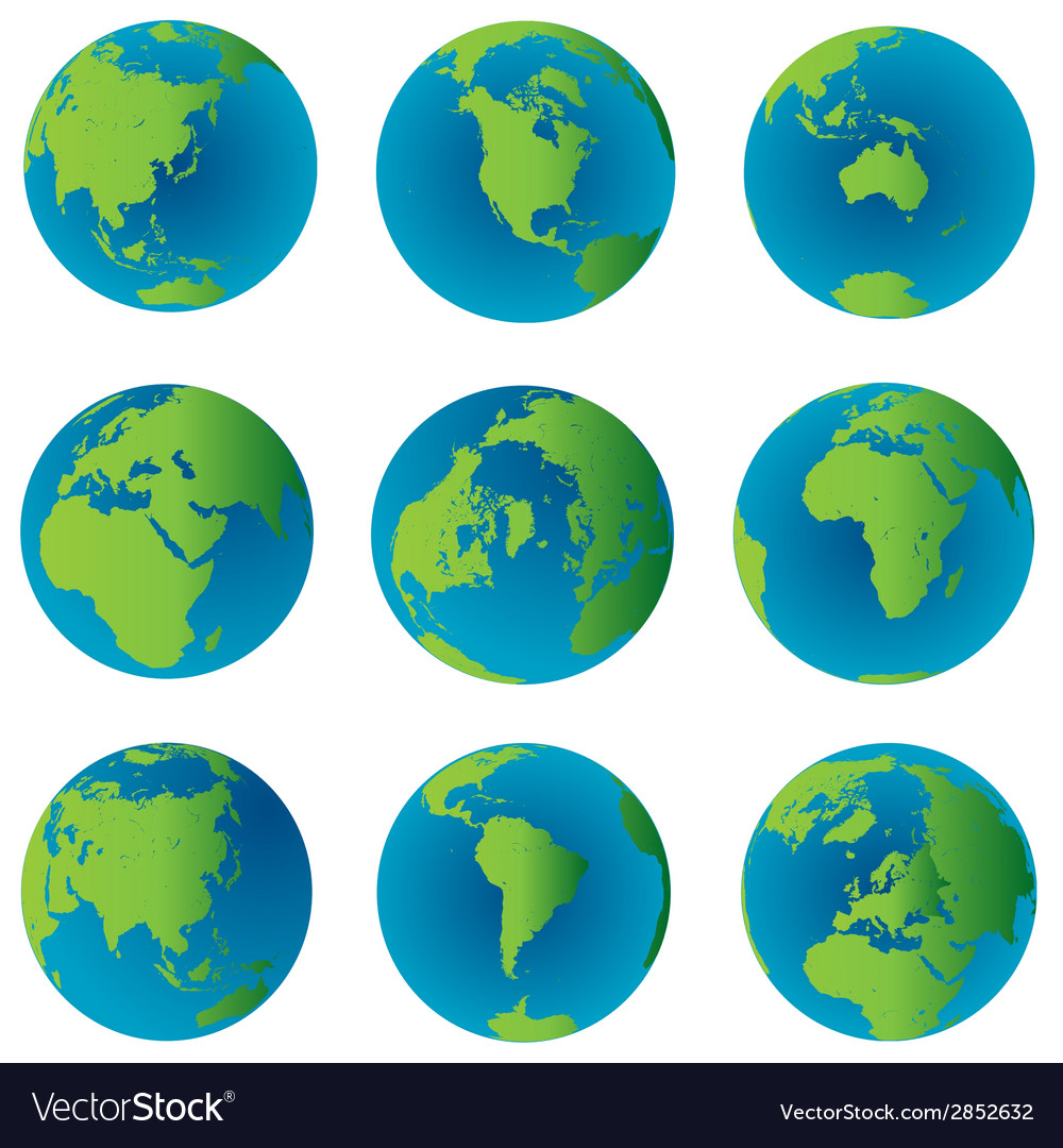 Earth globes set Royalty Free Vector Image - VectorStock