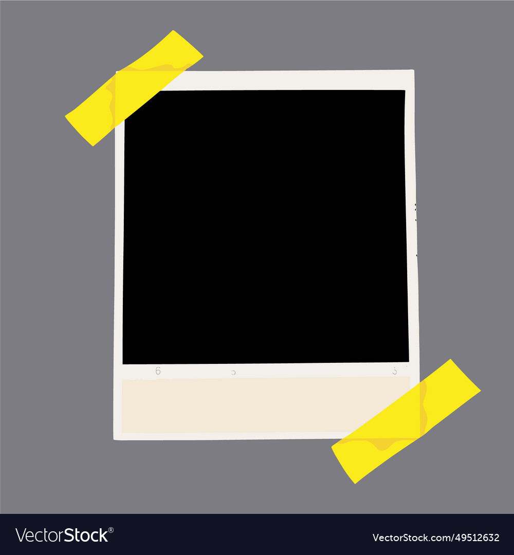 Empty instant photo frame fixed with yellow Vector Image