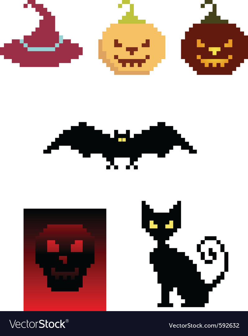 Halloween pixel icons Royalty Free Vector Image