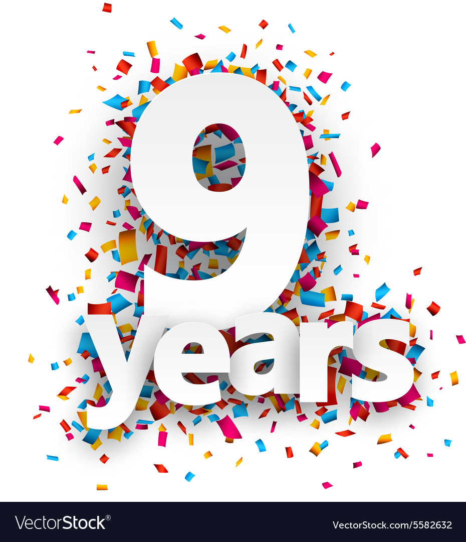 Nine years paper confetti sign Royalty Free Vector Image