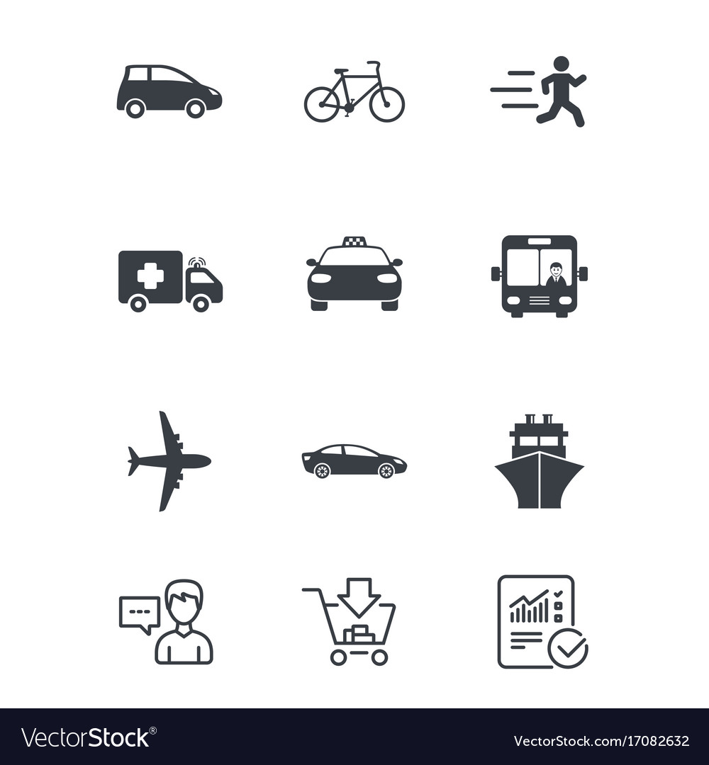 Transport Icons Car Bike Bus And Taxi Signs Vector Image