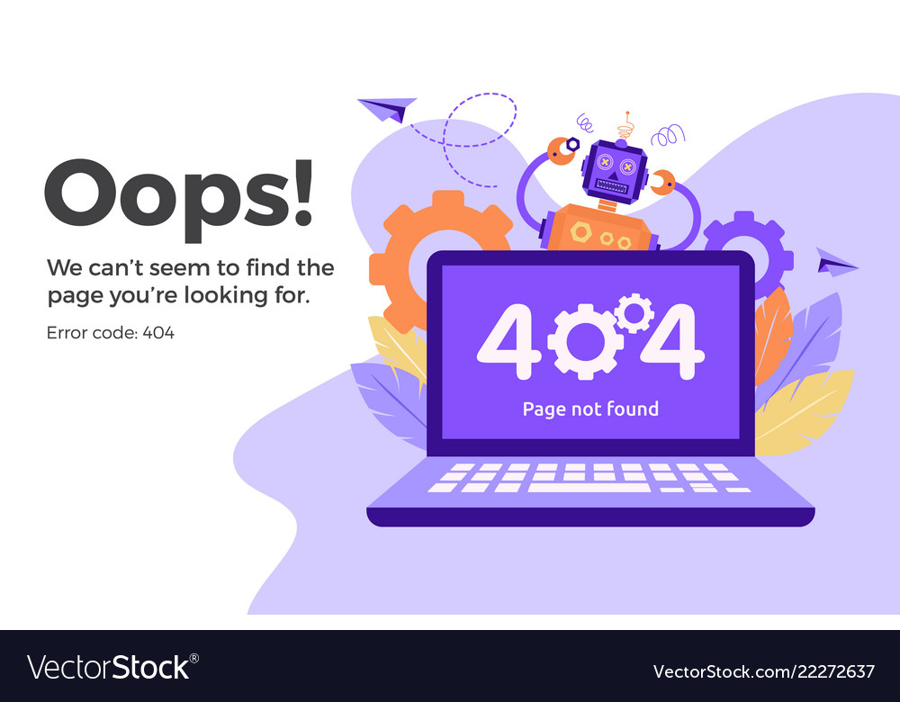 Error 404 Unavailable Web Page Not Found Vector Image