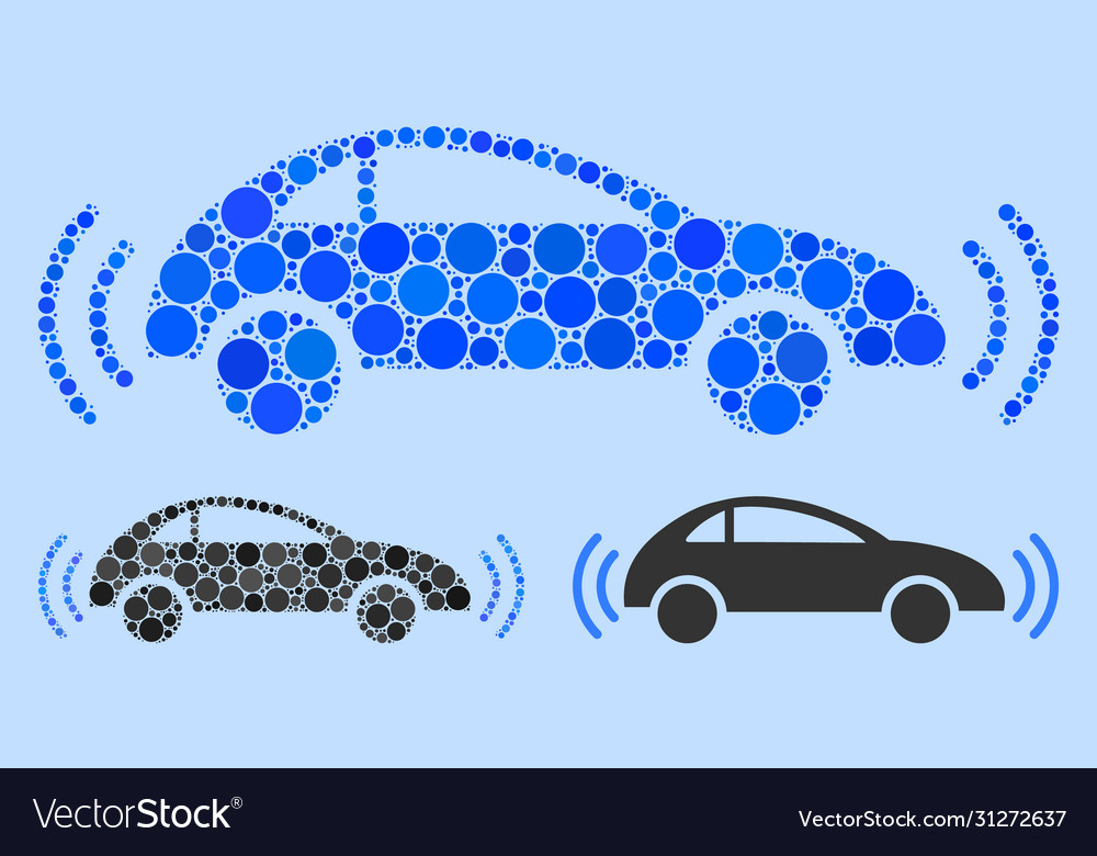 Rounded dot autonomous car icon mosaic