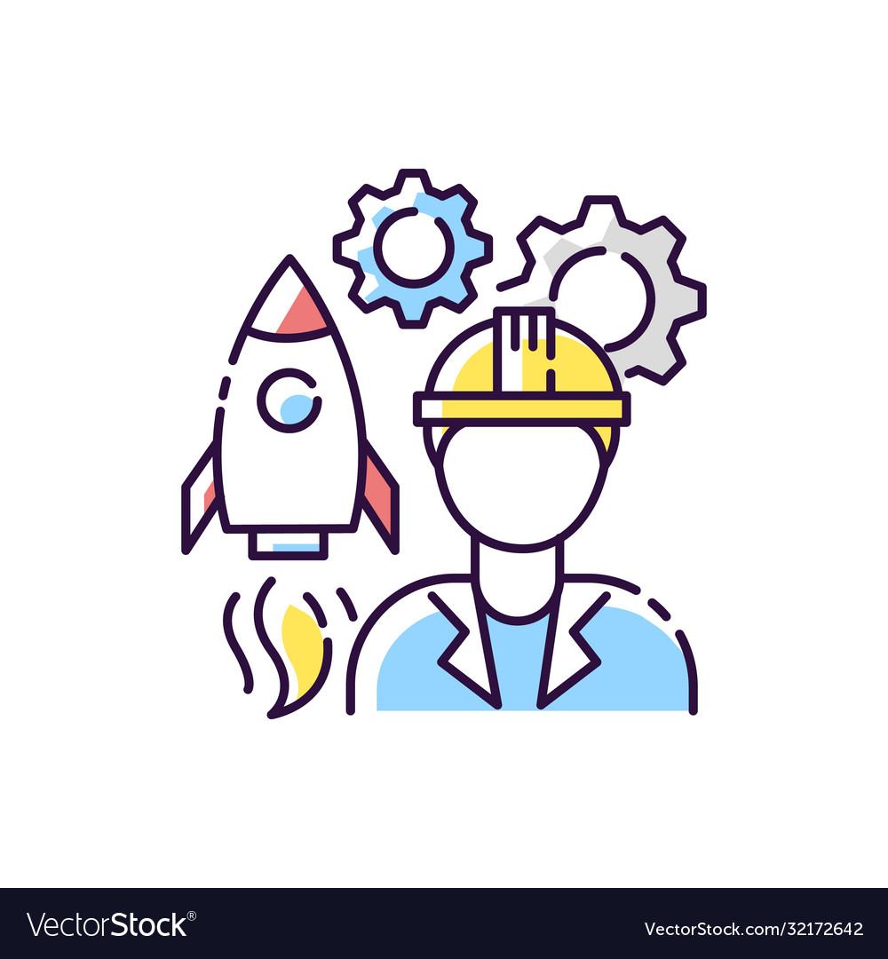 Aerospace engineer rgb color icon vector image Aerospace engineer rgb color icon