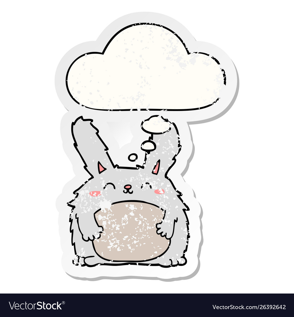 Cartoon furry rabbit and thought bubble