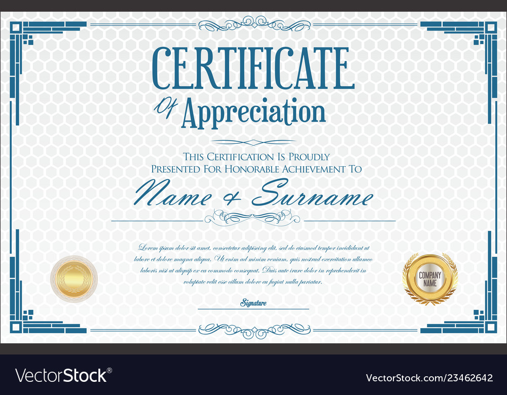 Elegant certificate or diploma retro vintage Vector Image