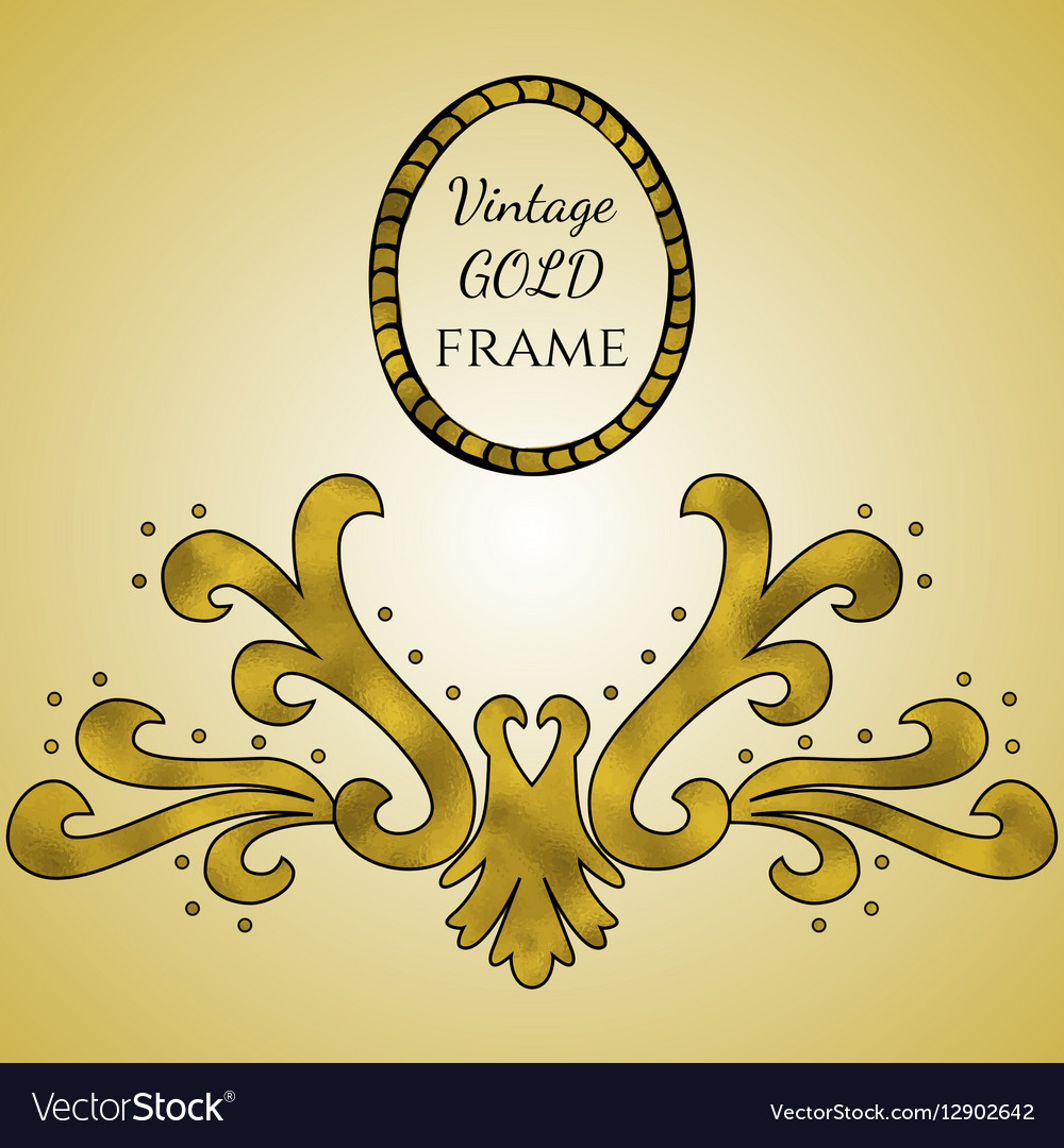 Gold foil vintage frame Royalty Free Vector Image