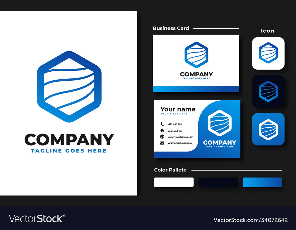 Set hexagon logo design inspiration vector image Set hexagon logo design inspiration