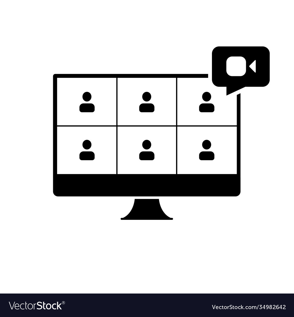 Video call icon with six users Royalty Free Vector Image