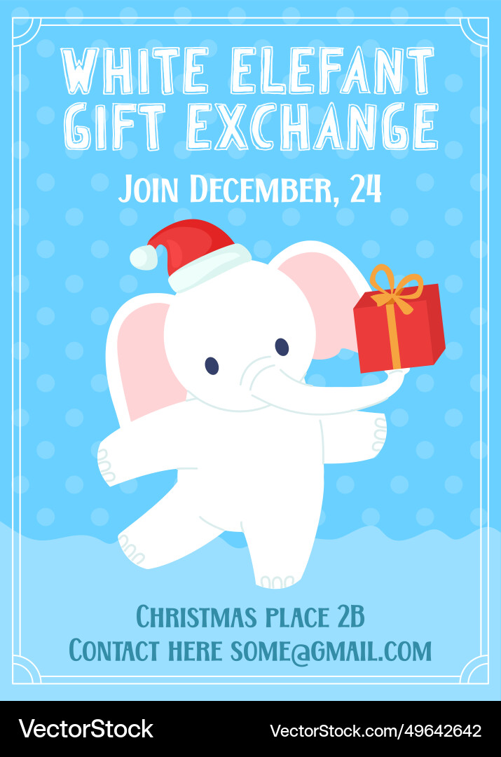 White elephant gift exchange christmas game party Vector Image