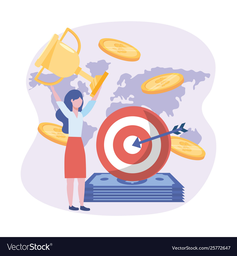 Businesswoman and target with arrow bills Vector Image