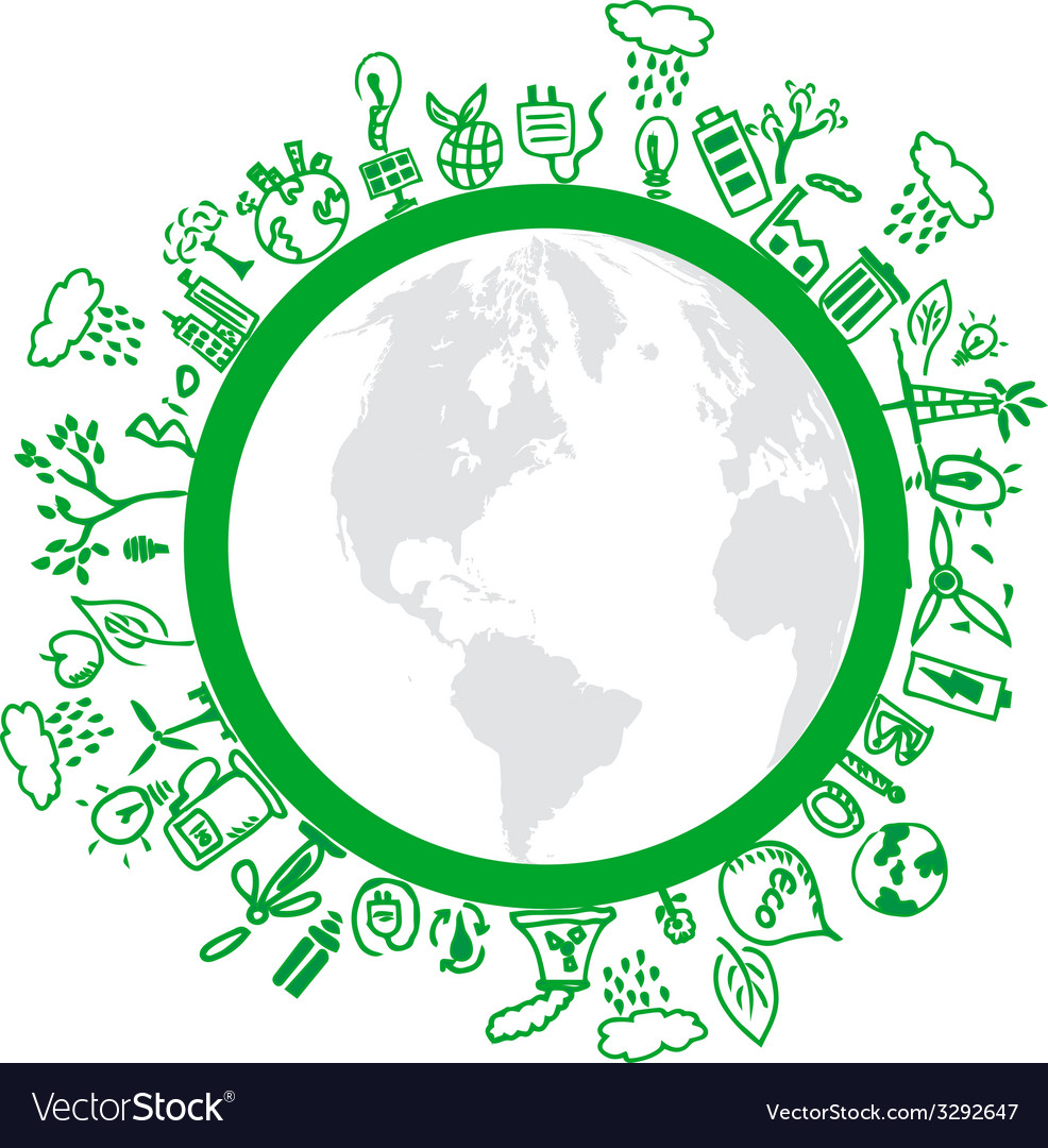 Eco Symbols In Green World Royalty Free Vector Image Eco Symbols In Green World Vector Image