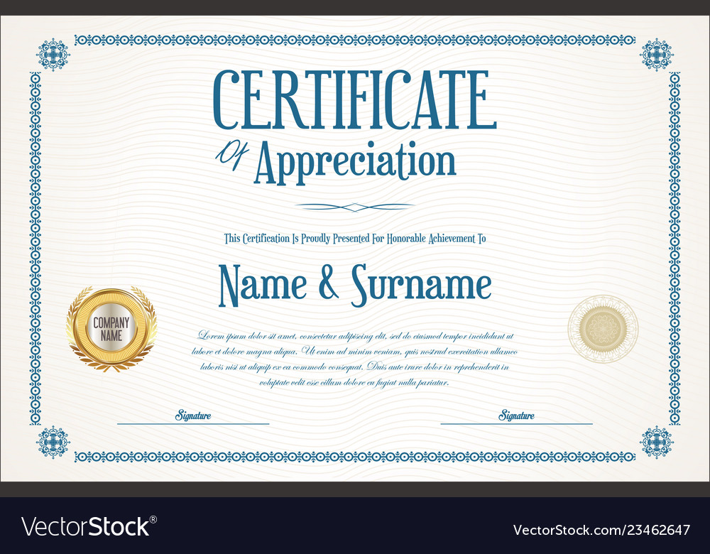 Elegant certificate or diploma retro vintage Vector Image