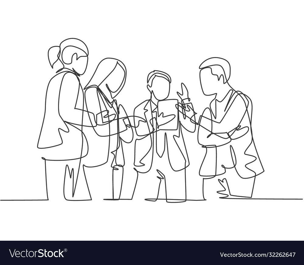 Informal meeting concept one single line drawing Vector Image