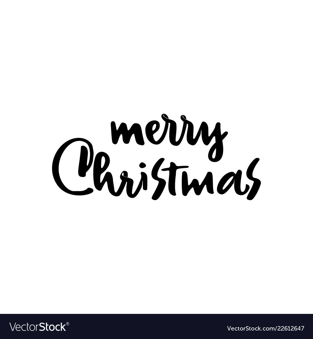 merry christmas lettering template monochrome vector image