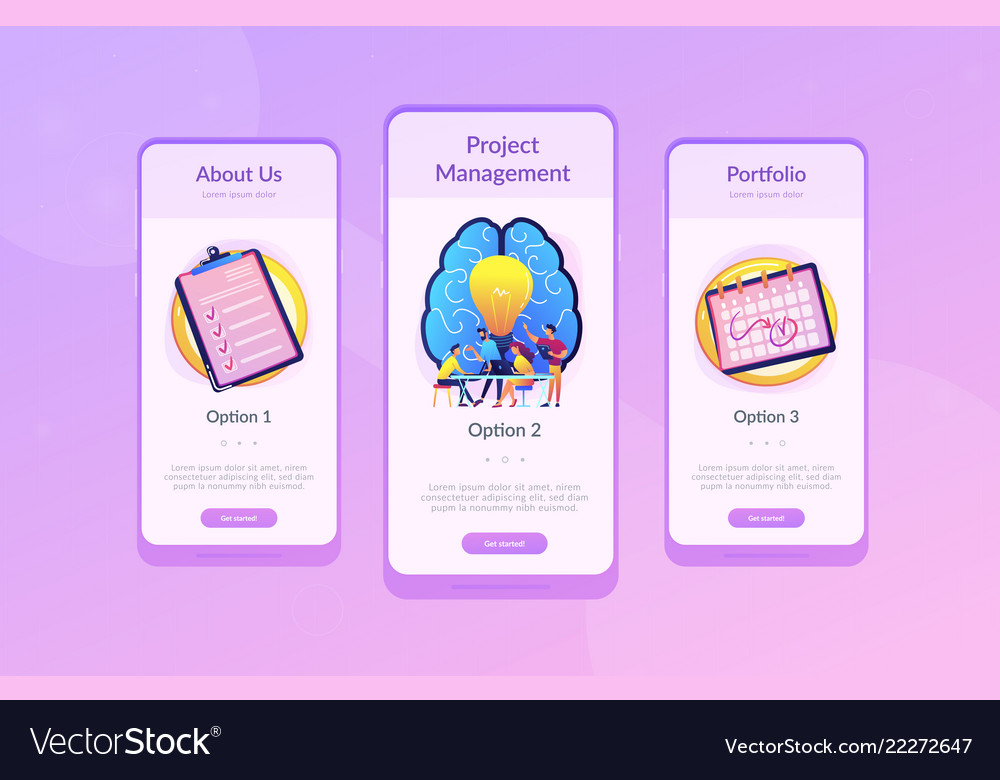 Project management concept app interface template Vector Image