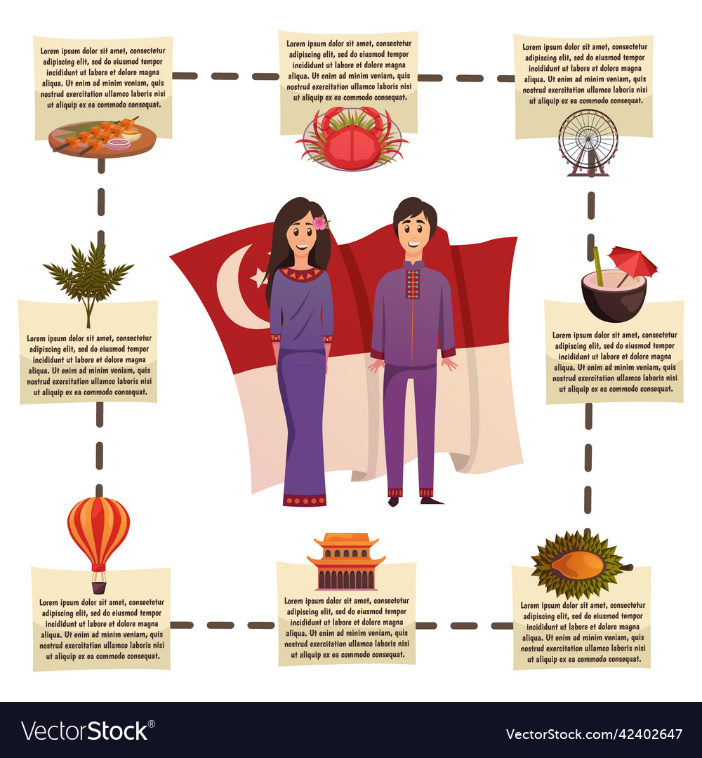 Singapore Infographic Composition Orthogonal Vector Image