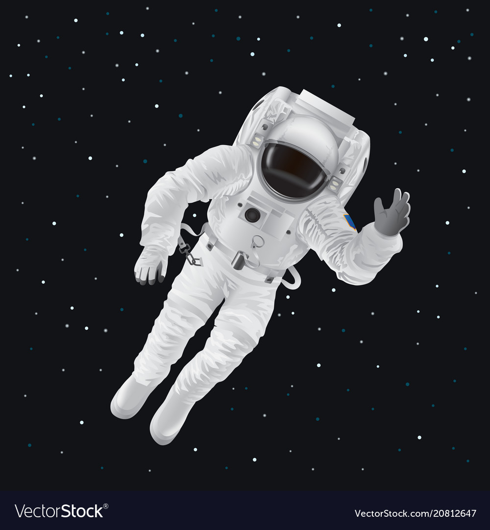 Spaceman in pressure suit out space among stars Vector Image