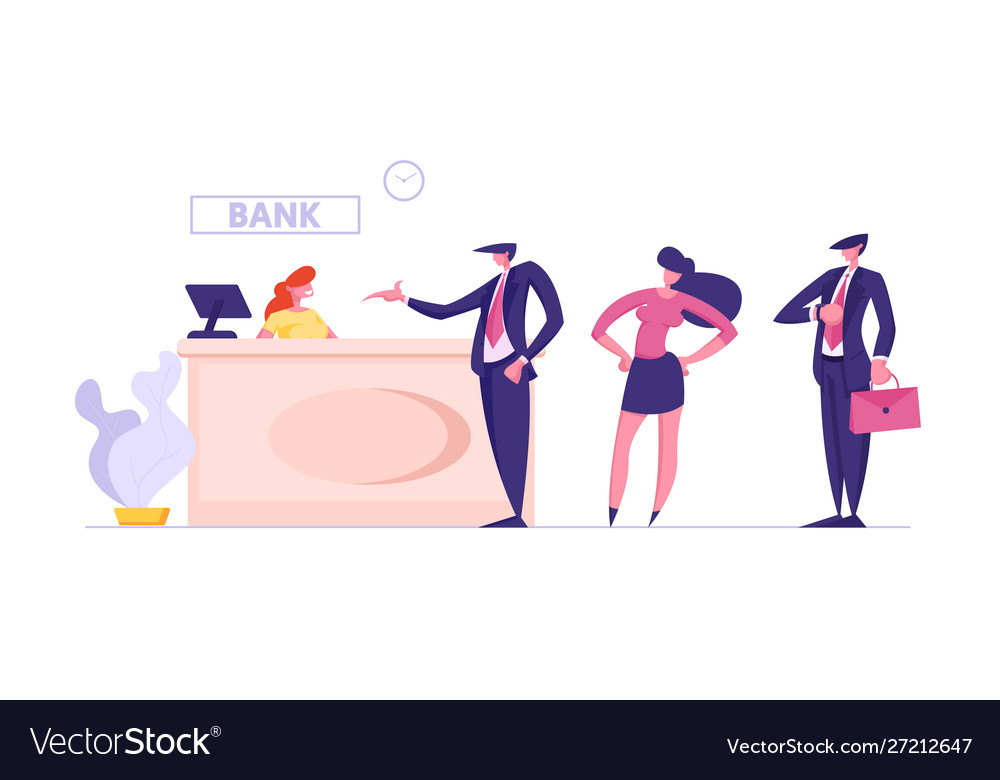 Visitors and employees in bank office public Vector Image