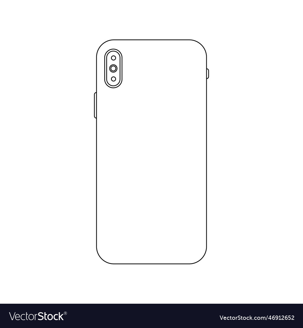 Back side of smartphone outline icon on white