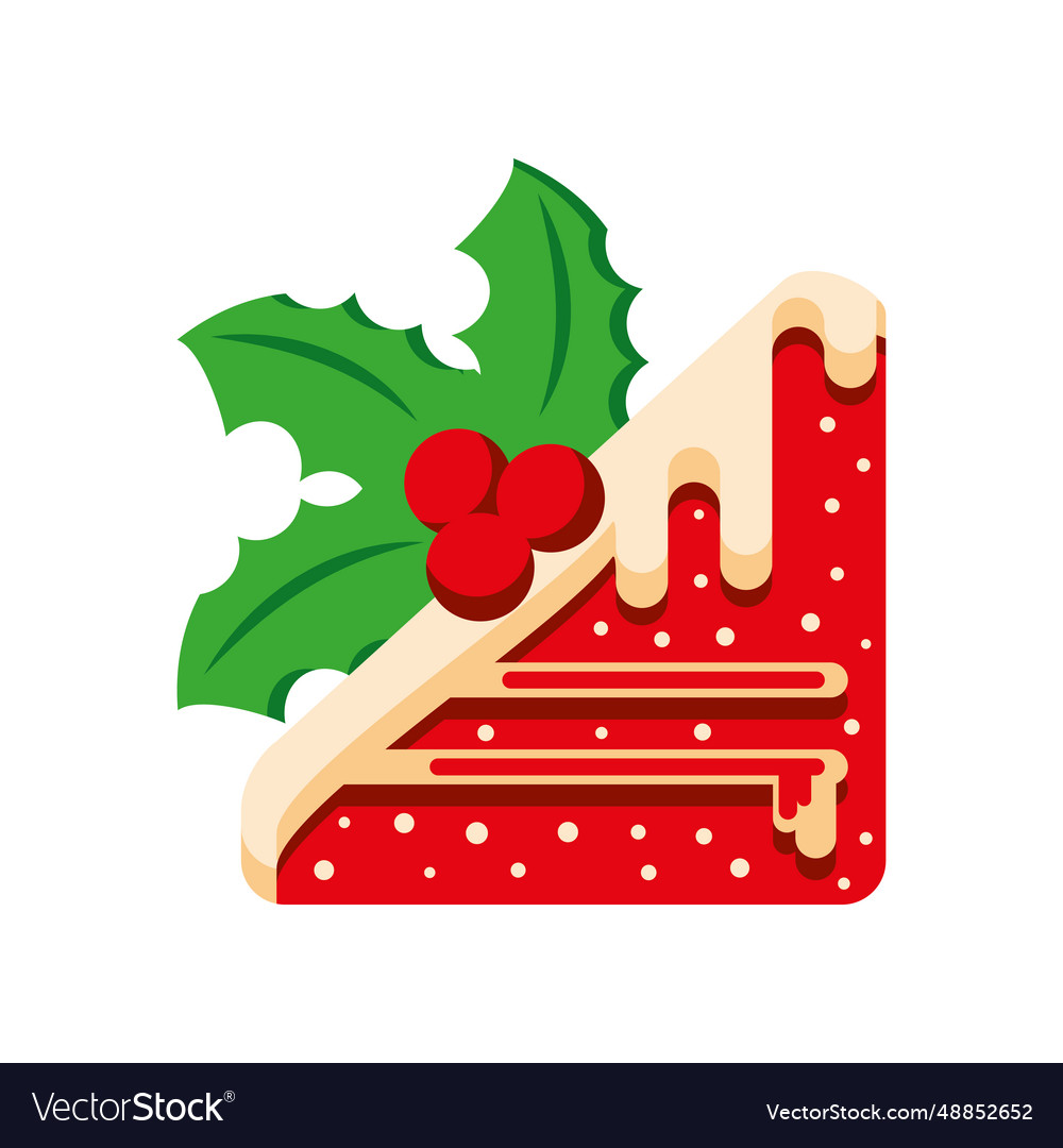 Christmas dessert slice cake Royalty Free Vector Image