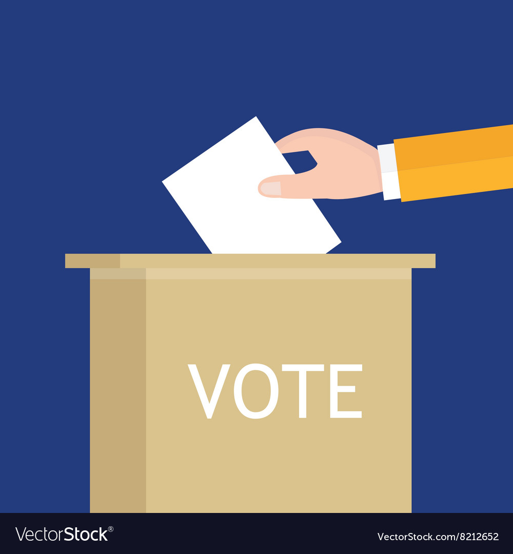 Election hand holding ballot paper into box Vector Image